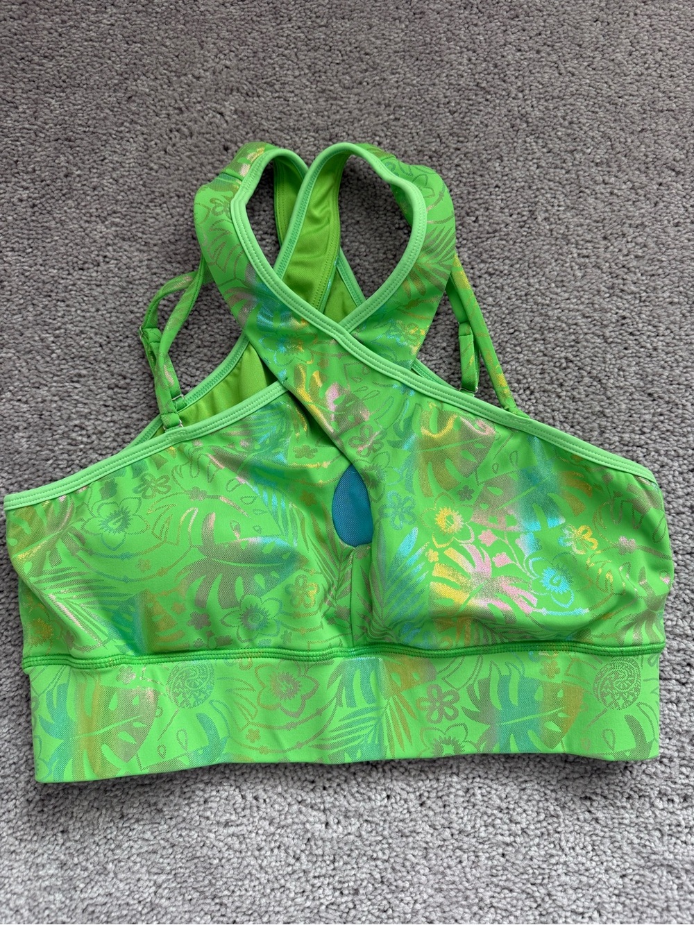 Crowned Athletics Island Girl Tropical Green Sports Bra